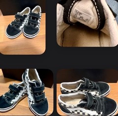 Vans Toddler Old Skool V Primary Checkered Hook and Loop Sneakers Size 10.0