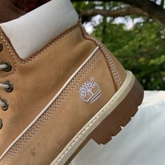 TIMBERLAND Genuine Leather White on Wheat Premium Classic Boots Size 3 ❤️sj7m40