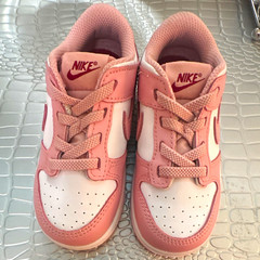Nike Dunk Low Kids Low Top Leather Sneakers Pink/White US 8C HV0929-100