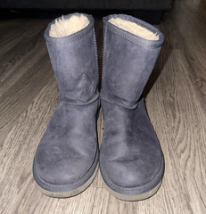 UGG Australia Suede Sheepskin Lined Pull-On Mid-Calf Snow Boots Gray 3
