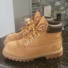 Timberland Tan Leather Waterproof Lace-Up Ankle Combat Boots Unisex Kids Size 11