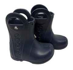 NEW Crocs “Handle-It” Slip On Waterproof Rain Boots Size Toddler C6 Navy Blue