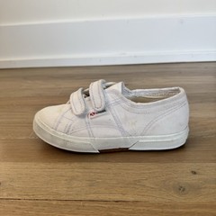 Superga Classic Youth Canvas Hook and Loop Low Top White Sneakers Size 1