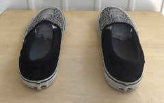 Vans Classic Snake Skin Canvas Suede Black & White Slip on Shoes Size 5.5 Missy
