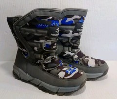 SNOW BOOTS Hobibear Kids Blue Camo Waterproof Outdoor Winter, Size US-8.5, EU-39