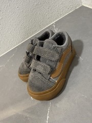 VANS Gray Canvas Hook & Loop Sneakers Unisex Kids Toddler US 4 Low Top Comfort