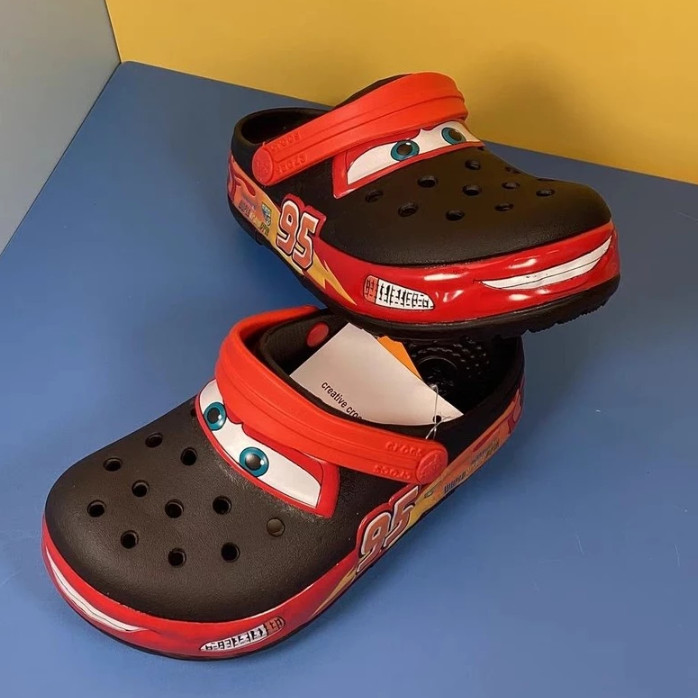 Crocs Kids Lightning McQueen Light Up Clogs Black Red Cars LED Slip On Sandals