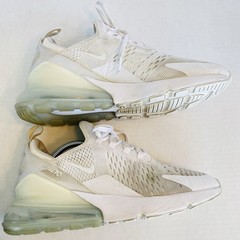 Nike Air Max 270 White Metallic Silver 943345-103 Youth Size 7Y / Women Size 8.5