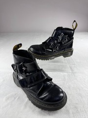 Dr. Martens Devon Bex Star Buckle Ankle Boots Kids 1 Black Leather Side Zipper