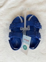 Cat & Jack Blue Strappy Buckle Sandals Unisex Kids US Size 8