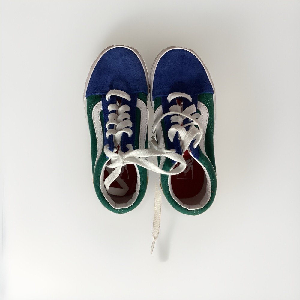 Vans Old Skool Green/ Blue / Yellow Kids Size 11.5