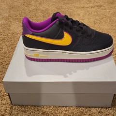 Nike Air Force 1 (GS) Kids Sneaker 4Y Womens 5.5 Black Purple Yellow DX5805-500