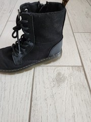 Dr. Martens Boots Kids Size 2 Doc Combs J Combat Lace Up Canvas Zip Black Youth