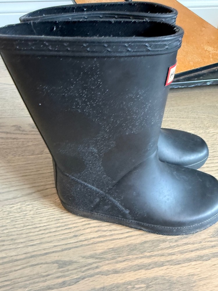 Hunter Kids‘ Black Rubber Rain Boots Size UK 11 / US 12 / EU 29