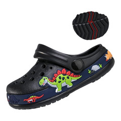 Crocs Dinosaur Black Blue Unisex Kids Clog Slip-On Rubber Outsole US 10