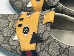 Authentic Gucci Kids Preowned Slip On DINOSAUR Brown Yellow Sneakers Size 32