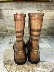 Burberry Kids Nova Check Rain Boots Rubber Wellies Brown Plaid US 10 EU 27