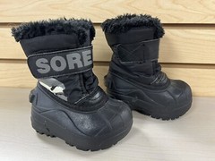 Sorel Snow Commander Boots Black NV1977-010 Winter Waterproof Kids Size 5