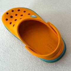 Crocs Rainbow Stripe Classic Clogs Orange Little Kids C12 Green Blue Band GUC