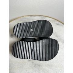 Kids Black Ruched Ruffle Strap Sandals Hook and Loop Ankle Strap Size 9.5