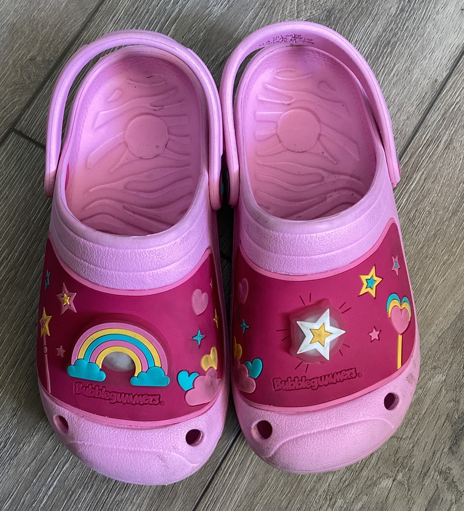 Girl size 10 Pink Rainbow Clouds Heart Clog