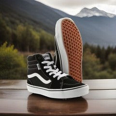 VANS Filmore Hi Teens High Top Suede Shoes Black White Size US 7