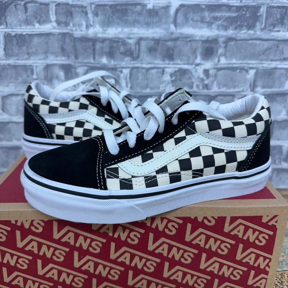 Vans Old Skool Rainbow Checkerboard Black White Little Kids Youth Size 2 K New