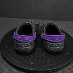 Crocs Clogs Kids Size 8 Black Glitter Classic Lined Faux Fur Shoes 205937