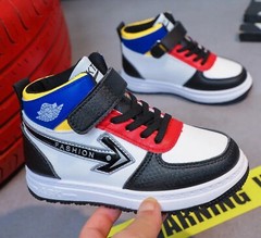 wholesale leather high top designer sneaker children school walking shoes boys