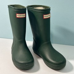 Hunter Kids First Classic Boot Size 11B / 12G Dark Green Rain Snow Waterproof