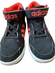 Adidas High Top Neon Orange Black Slip On Strap Sneaker Shoes Kids Size 10 K