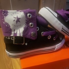 Collection’O Black Purple Canvas High Top Sneakers Kids Size 9 , 9c , 9k New
