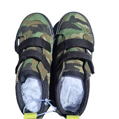 NEW Old Navy Kids Camo High Top Double strap Sneakers Camouflage Size 11 no-tie
