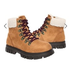 NEW Hiking Boot Leather Suede Brown Zipper Sherpa Kids Sz 11 EXCELLENT QUALITY