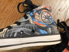 Converse All Star Chuck Taylor Red/blue Flying Superman Hightop Sneakers sz 1
