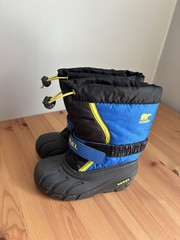 Sorel Snow Commander Boots Size 12 Kids Blue Black Waterproof Winter Insulated