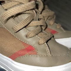 Burberry Kids Unisex Check Leather Canvas High Top Shoes Sz EU 25 FENDI Kids Box