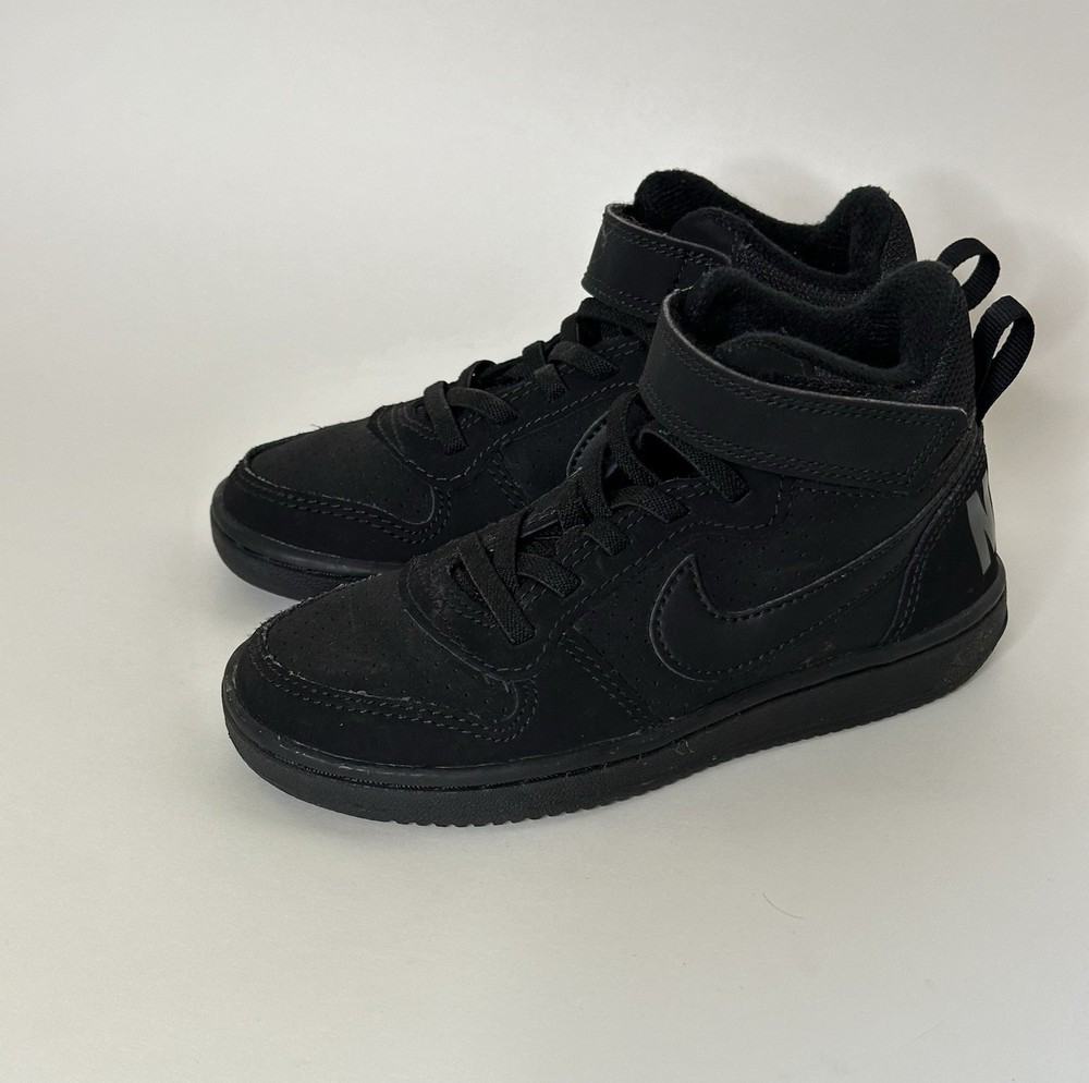 Nike Unisex Kids Black High Top Sneakers Hook & Loop Lace Up Size 11C