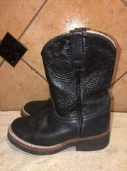EUC Anderson Bean Black Leather Cowboy Western Boots Youth Sz 2 FREE SHIPPING