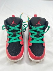 Jordan 1 Mid Top Kids Sneaker 8C Red/Black/Green/White Leather DQ8420-006