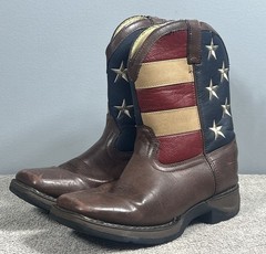 Lil Rebel Boots Durango Big Kids 5.5 Leather Western American Flag 4th Of July