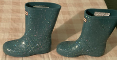 Hunter Kids First Classic Giant Glitter Rain Boots Teal Sz 11 Boy/12 Girl