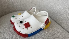 Crocs LEGO Creativity Clogs in white, featuring primary-colored