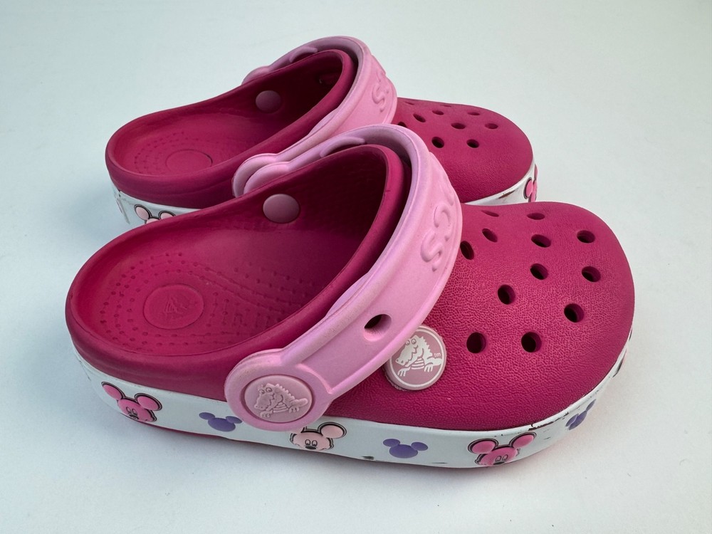 Crocs Crocband Funlab Light Up Disney Minnie Mouse & Friends Pink Girls Kids C8