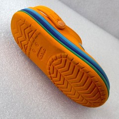 Crocs Rainbow Stripe Classic Clogs Orange Little Kids C12 Green Blue Band GUC