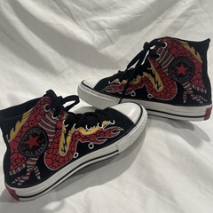 RARE Converse Chuck Taylor Dragon Flame High Top Youth Size 2 NWB