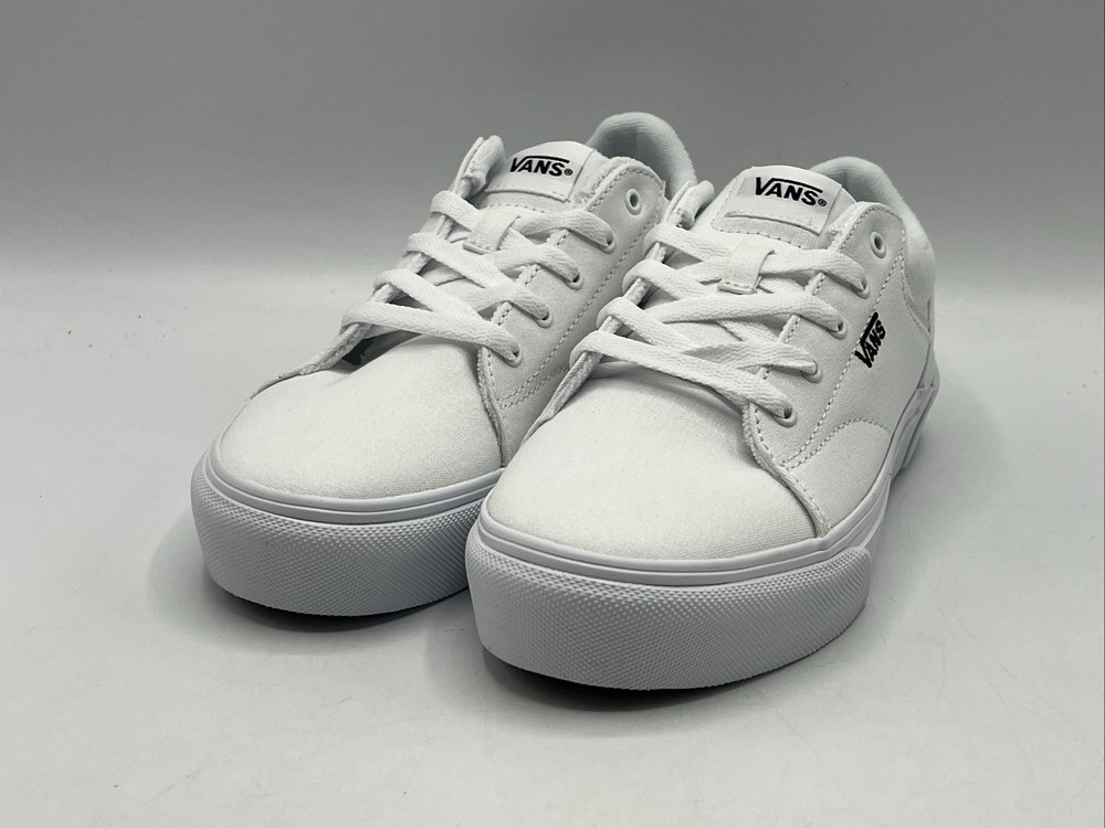 Vans Seldan Platform Youth Size 3 All White Classic Canvas Lace Up Sneakers New