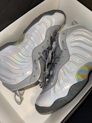 Nike Little Foam Posite One GS Rainbow Pixel CU1054-001 White Gray, Size 6Y