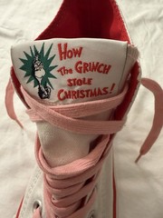 Converse Dr. Seuss Grinch High Top All Star Kids Shoes White Pink Red
