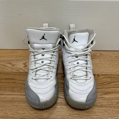 Air Jordan 12 Retro GS White Wolf Grey Black Youth 8Y Shoes Clean Pre-Owned